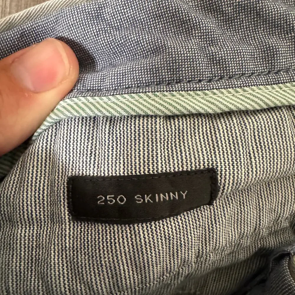J.Crew Stretch 250 Skinny Chino Pants Mens 30x32 Gray Twill Cotton Blend Zip Fly